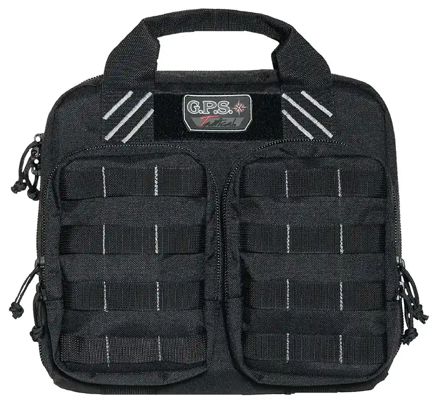G*Outdoors Tactical Double +2 Pistol Case Black 1000D Nylon Teflon Coating with Visual
