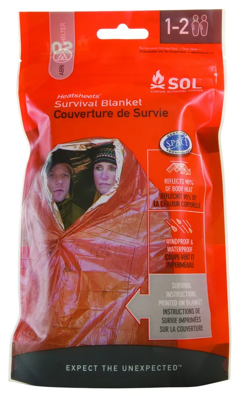 Survive Outdoors Longer SOL Survival Blanket Waterproof Orange