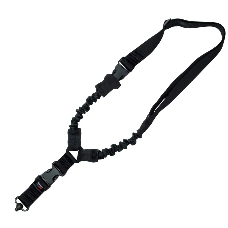 Grovtec US Inc Single Point Sling made of Black Elastic with Bungee Design & 1.25" Push Button Swivels for Rifle/Shotgun