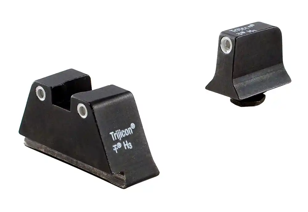 Trijicon Bright & Tough Night Sight Set 3-Dot Suppressor Height Tritium Green with White Outline Front & Rear Black Frame for Most Glock