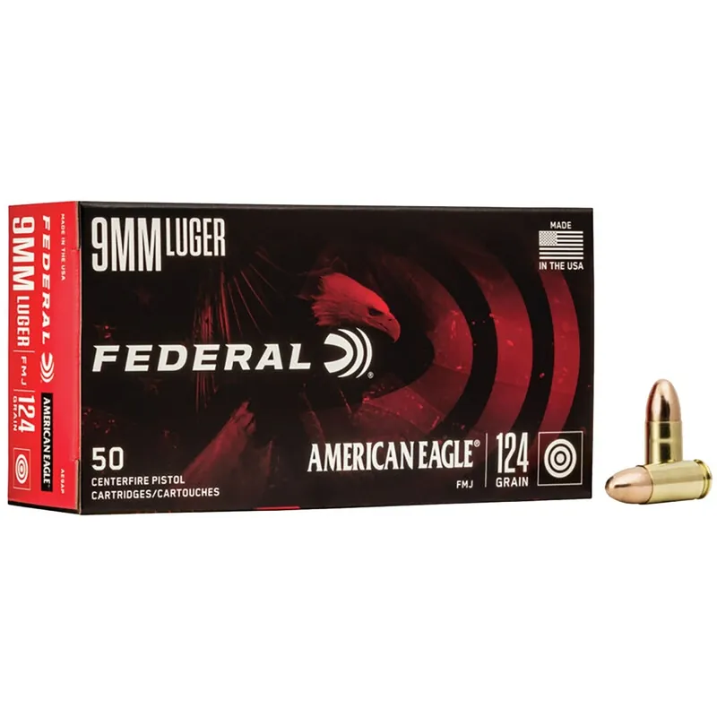 Federal American Eagle 9mm Luger 124 Gr. 50/Box