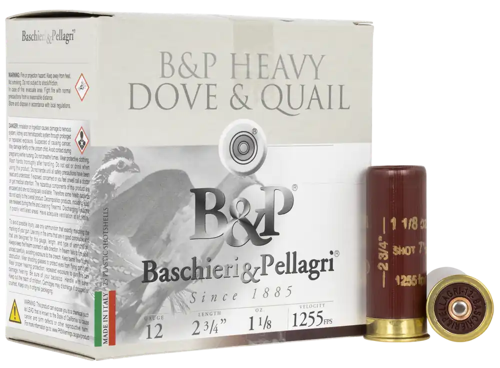 FIOCCHI B&P Dove & Quail 12Ga 2-3-4" 1-1-8oz 7.5 Shot 1255FPS 25 Shells Per Box 12B18D75
