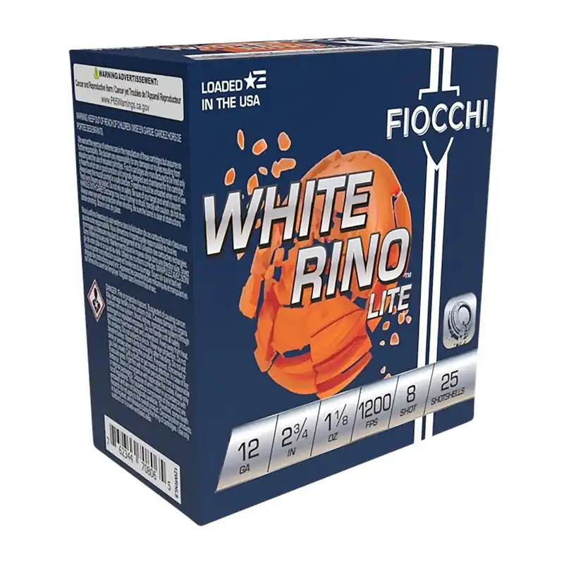 Fiocchi Exacta Target White Rino Lite 12 Gauge 2.75" 1 1/8 oz 1200 fps 8 Shot 25/Box