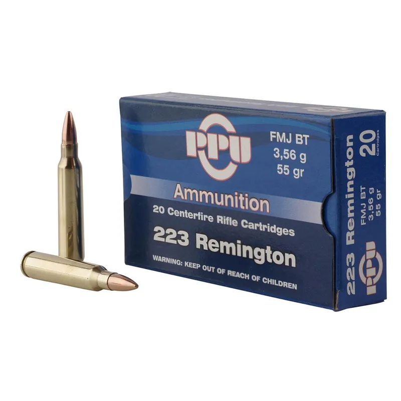 PPU Standard Rifle 223 Rem 55 gr Full Metal Jacket Boat-Tail (FMJBT) 20/Box