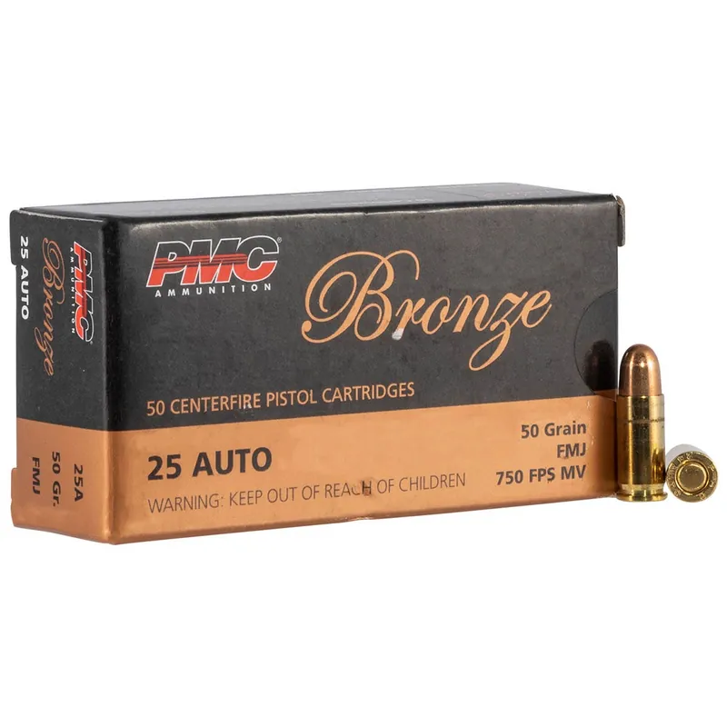 PMC Bronze Target 25 ACP 50 gr Full Metal Jacket (FMJ) 50/Box