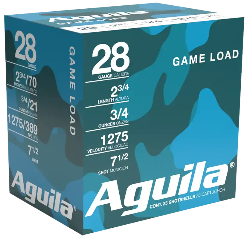 Aguila Game Load Shotshell 28ga 2-3/4" 3/4 oz 7.5 Lead Shot 25 Shells Per Box