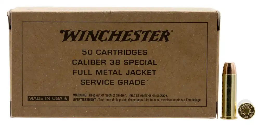 Winchester Service Grade 38 Special 130 Gr. Full Metal Jacket Flat Nose 50/Box