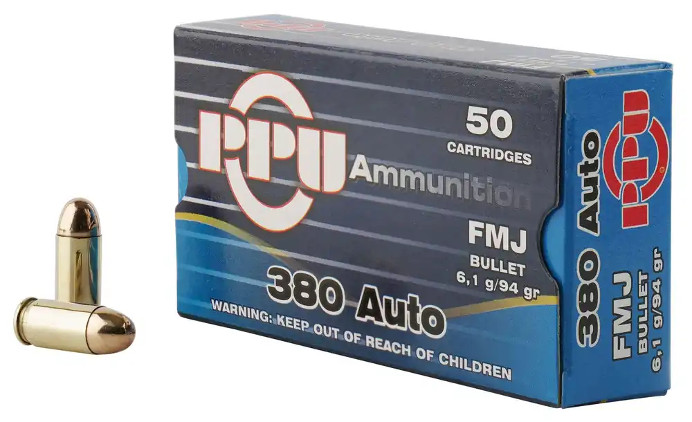 PPU Handgun 380 ACP 94 Gr. FMJ 50/Box