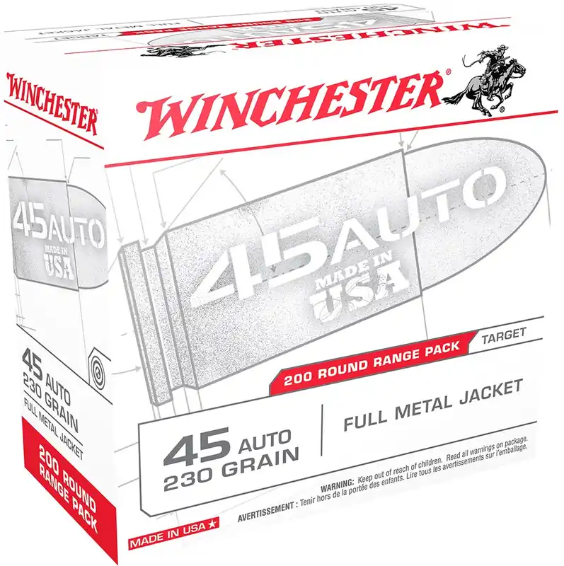 Winchester Ammo USA Range Pack 45 ACP 230 gr Full Metal Jacket 200 Per Box