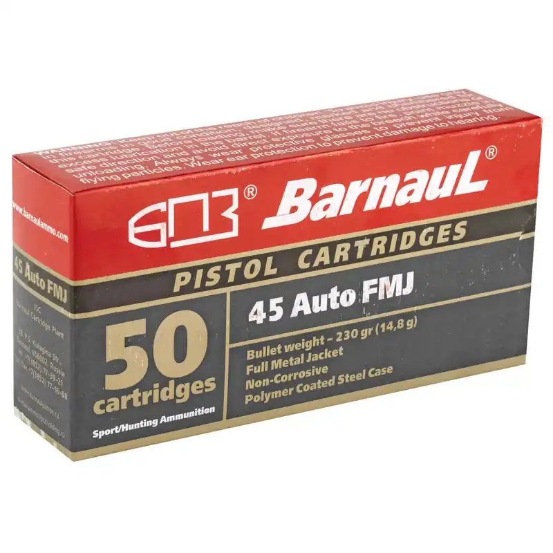 Barnaul Ammunition Pistol Ammo 45 Auto 230gr 50/Box BRN 45AUTO FMJ230