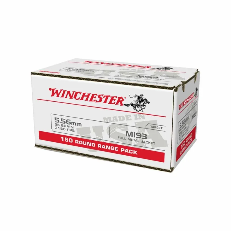 Winchester USA M193 5.56 NATO Ammo 55 Gr FMJ 150 Rounds WM193150
