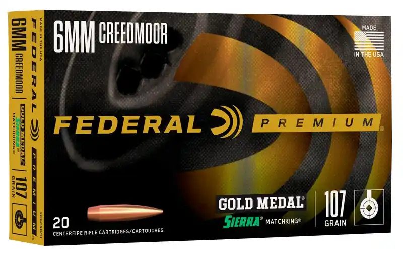 Federal Premium Gold Medal 6MM Creedmoor 109 Gr. Berger Long Range Hybrid Target 20/Box