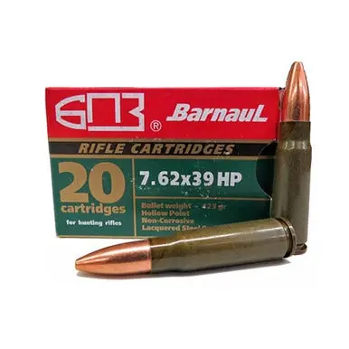 Barnaul Ammunition Rifle Ammo 7.62X39 123gr 20/Box BRN 762x39 HP123