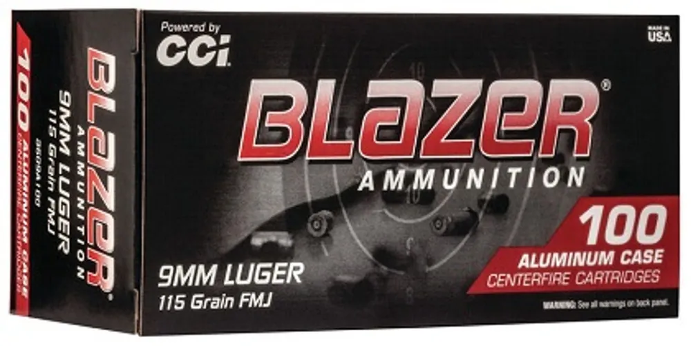 CCI Blazer 9mm Ammo 115gr FMJ Aluminum 100 Rds 3509A100