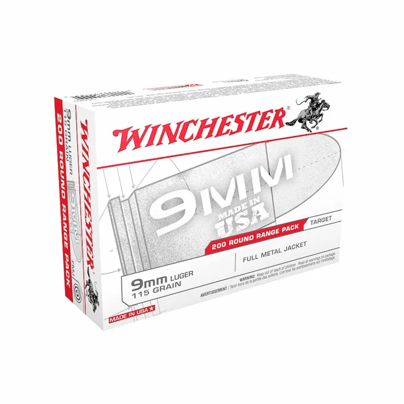 Winchester 9mm 115gr FMJ 200rd-Box