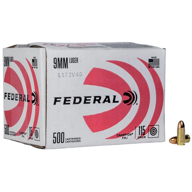 Federal Champion Training 9MM Luger 115 Gr 500/Box