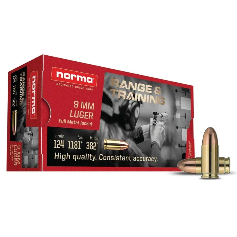 Norma Range & Training 9MM Luger 124 Gr FMJ 50 Rounds