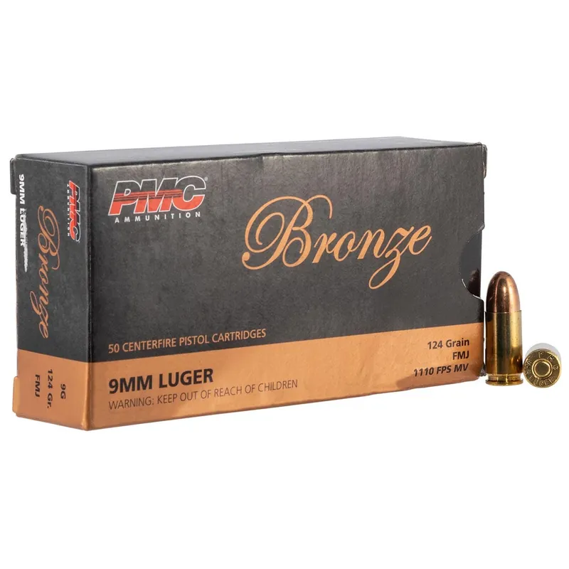 PMC Bronze Target 9mm Luger 124 gr Full Metal Jacket (FMJ) 50/Box