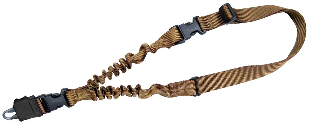 Tacshield Shock Sling made of Coyote Webbing with Double QRB & Single-Point Design for Rifle/Shotgun