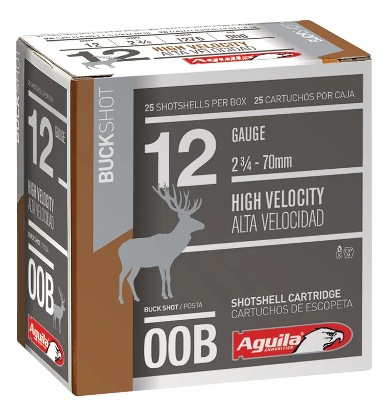 Aguila Buckshot 12ga 2-3/4" 9 Pellets 00 Lead Buck 25 Shells Per Box