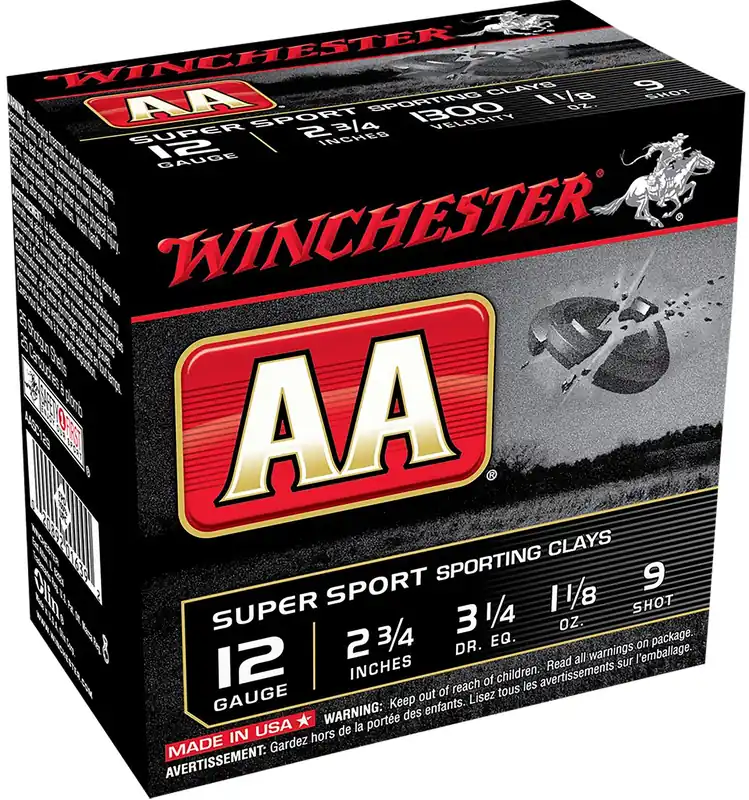 Winchester AA Super Sport Sporting Clay 12 GA 2.75" 1-1/8 oz. 9 Shot 25/Box