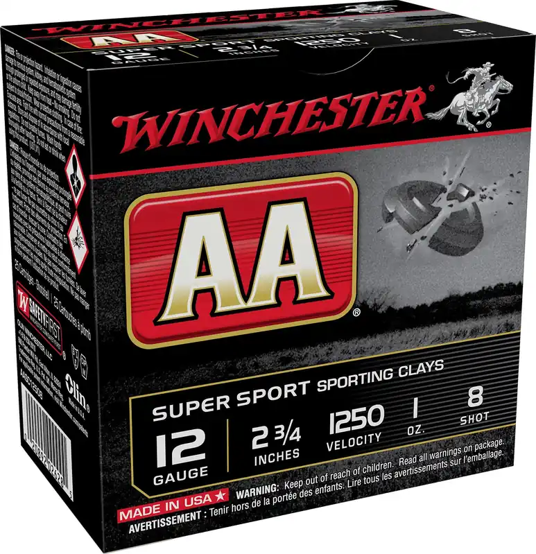 Winchester AA Sporting Clay 12 GA 2.75" 1 oz. 8 Shot 25/Box