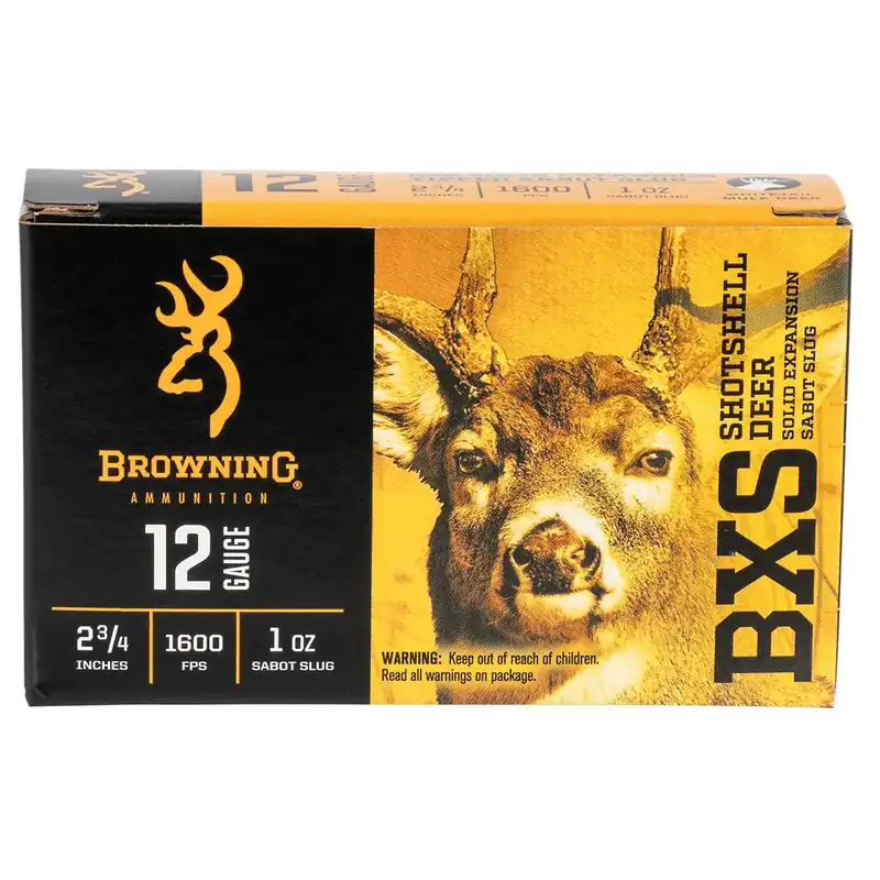 Browning Ammo BXS Shotshell Deer 12 Gauge 2.75" 1 oz 1600 fps Sabot Slug Shot 5/Box