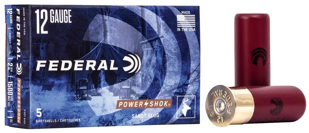 Federal Power-Shok Shotshell 12 Gauge 2.75" 1 oz Sabot Slug Shot 5 Per Box