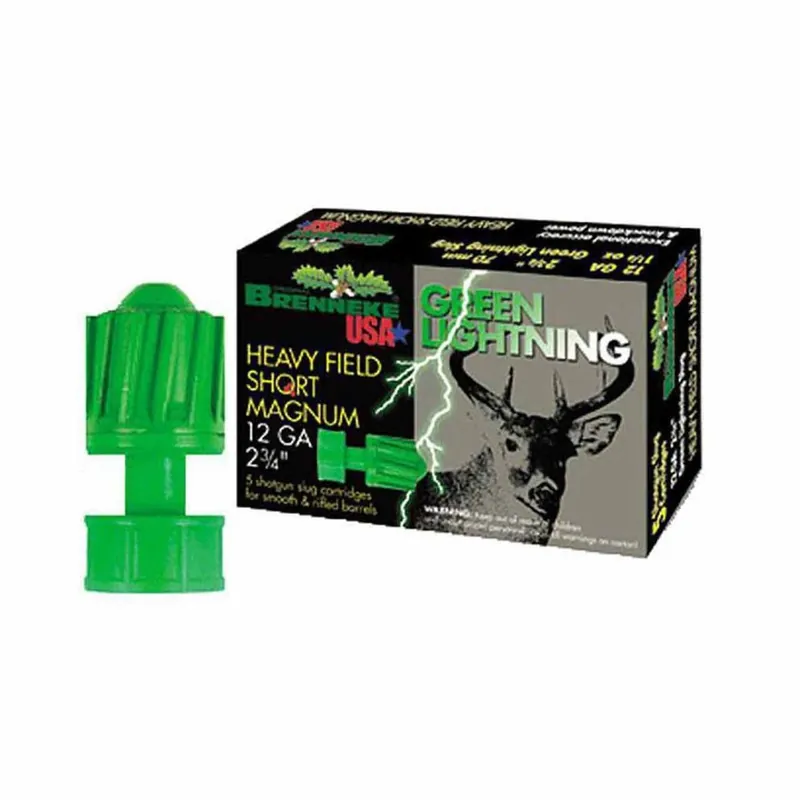 Brenneke Green Lighting Heavy Field Shot Magnum 12 Ga 2-3/4" 1-1/4 oz Lead Rifled Slug 5/Box
