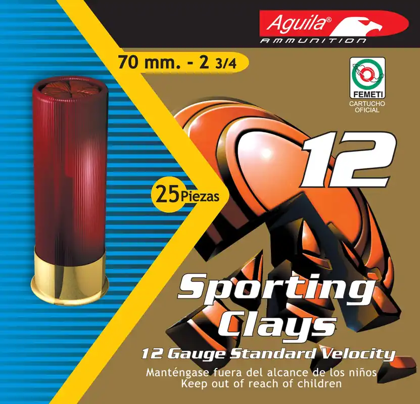 Aguila Sporting Clays High Velocity Shotshell 12ga 2-3/4" 1-1/8 oz 8 Lead Shot 25 Shells Per Box
