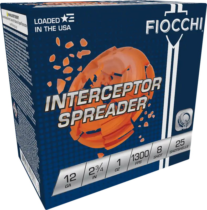 Fiocchi Exacta Target Interceptor Spreader 12 Gauge Shotshells 2 3/4" 1 oz 1300 fps 8 Shot 25 Shells Per Box
