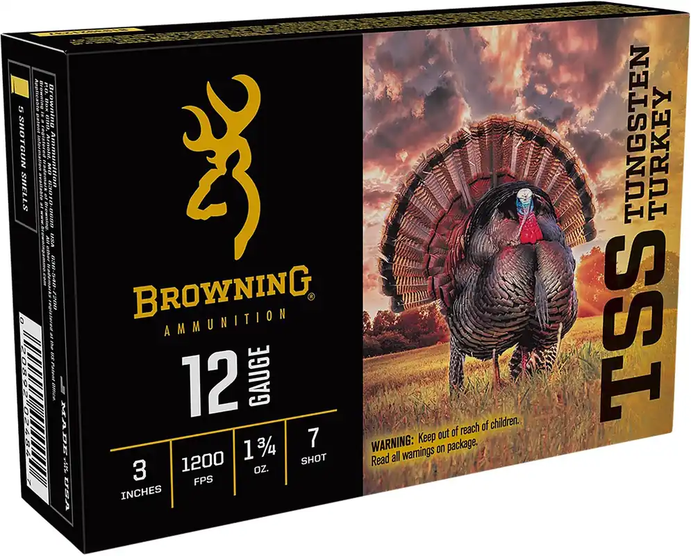 Browning TSS Tungsten Turkey Shotshells 12ga 3" 1-3/4oz 7 Tungsten Shot 5 Shells Per Box