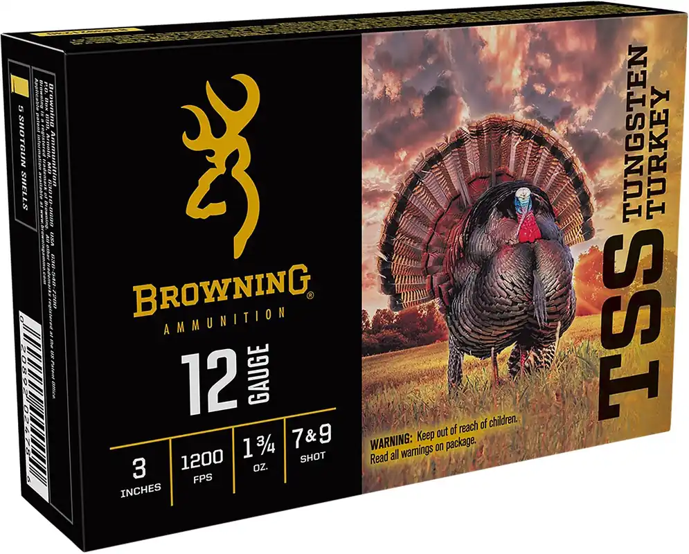 Browning TSS Tungsten Turkey 12ga 3" 1-3/4 oz 1200 fps 7& 9 Tungsten Shot 5 Shells Per Box