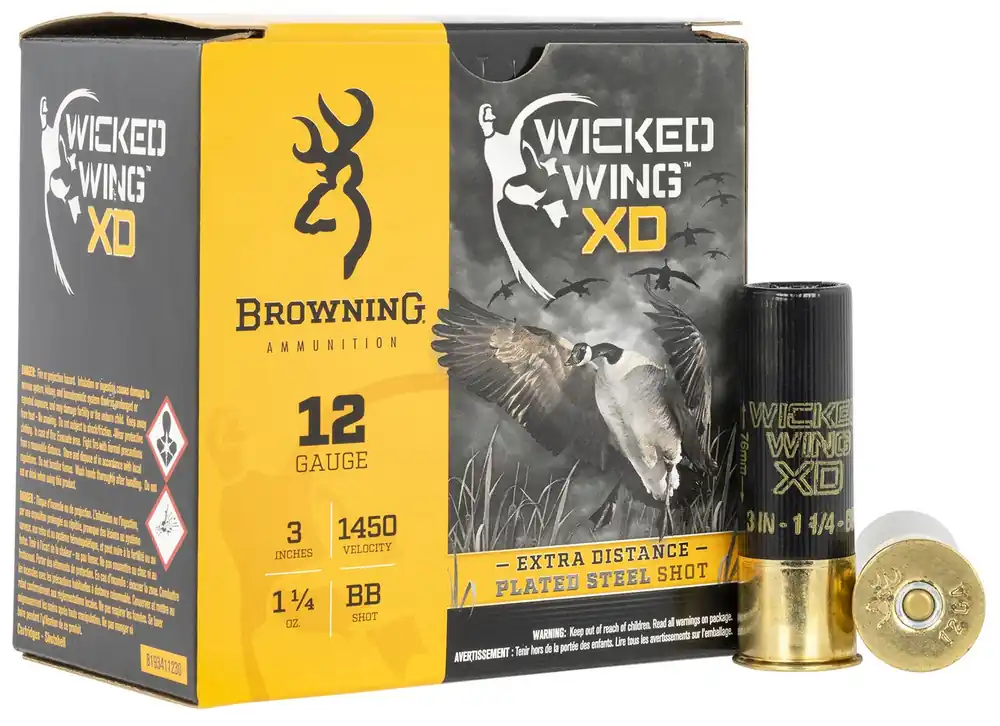 Browning Ammo Wicked Wing XD 12 Gauge 3" 1 1/4 oz BB Shot 25 Per Box B193411230
