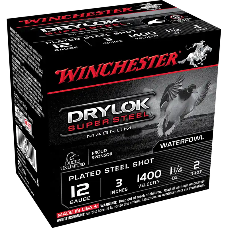 Winchester Ammo Drylok Super Steel Magnum 12G 3" 1 1/4 oz, 1400 fps 2 Shot 25/Box