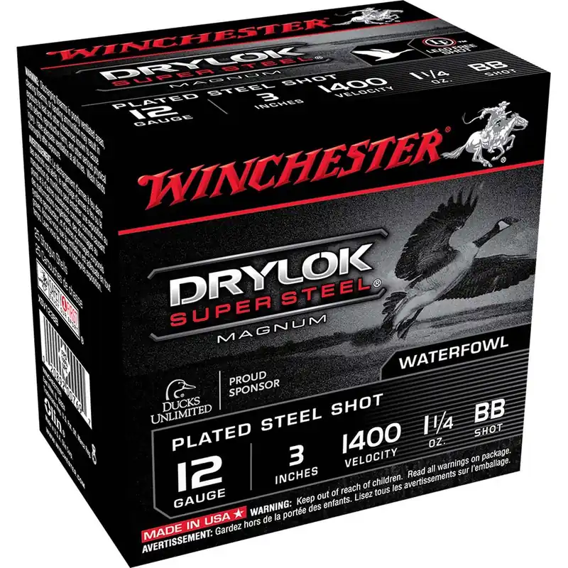 Winchester Ammo Drylok Super Steel Magnum 12 Gauge, 3" 1 1/4 oz, 1400 fps, BB Shot, 25/Box