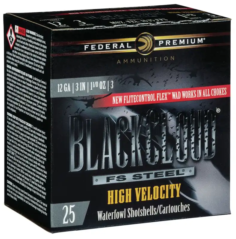 Federal Black Cloud FS High Velocity 12 GA 3" 1-1/8 oz. 3 Shot 25/Box