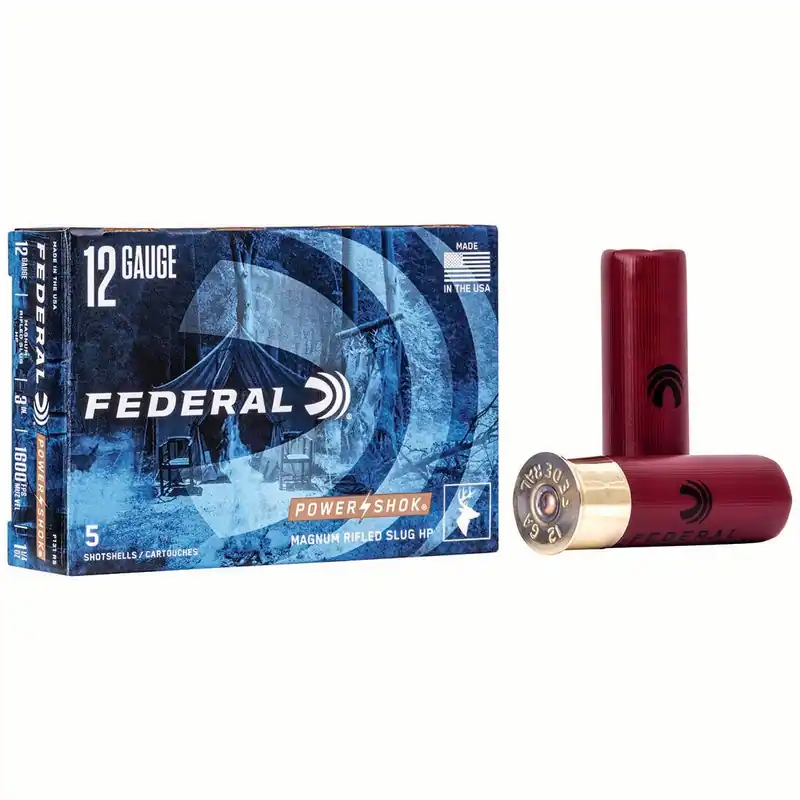 Federal Power-Shok 3" Rifled Slug 12 Ga 1-1/4 oz 5/Box