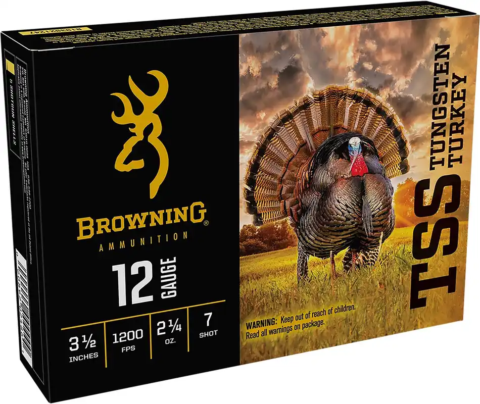 Browning TSS Tungsten Turkey 12ga 3.50" 2-1/4 oz 7 Tungsten Shot 1200 fps 5 Shells Per Box