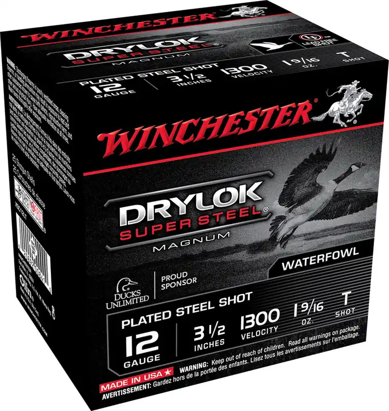 Winchester Drylok Super Steel Magnum 12 Gauge Ammo 3.50" 1 9/16 oz T Shot 25 Rounds XSC12LT