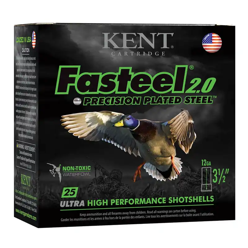 Kent Cartridge Fasteel 2.0 12 Gauge, 3.50" 1 3/8 oz, BBB Shot, 25/Box