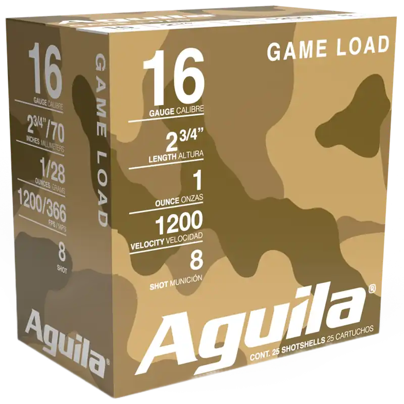 Aguila Standard Velocity Birdshot 16ga 2-3/4" 1.0 oz 8 Lead Shot 25 Shells Per Box