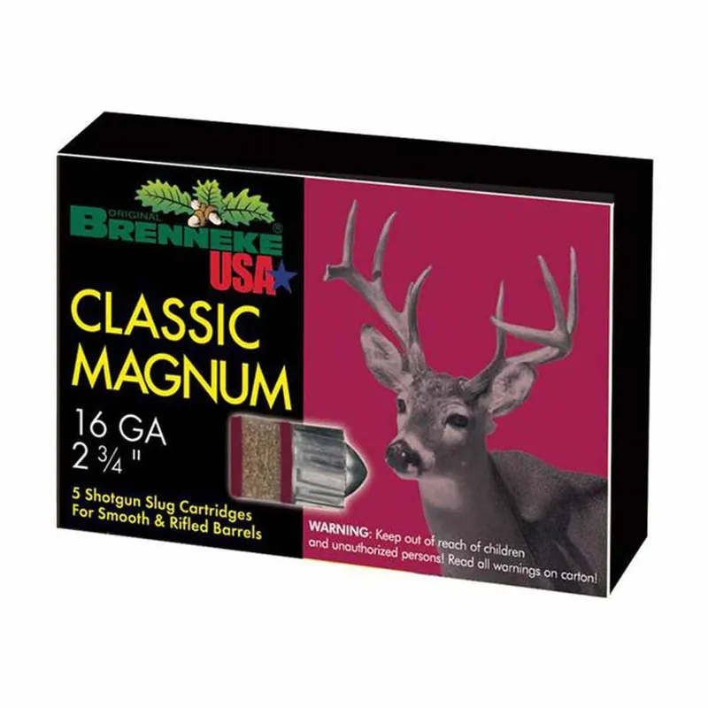 Brenneke SL Classic Magnum 16 Ga 2.75" 1 oz 492 Gr 1480 fps Slug 5/Box