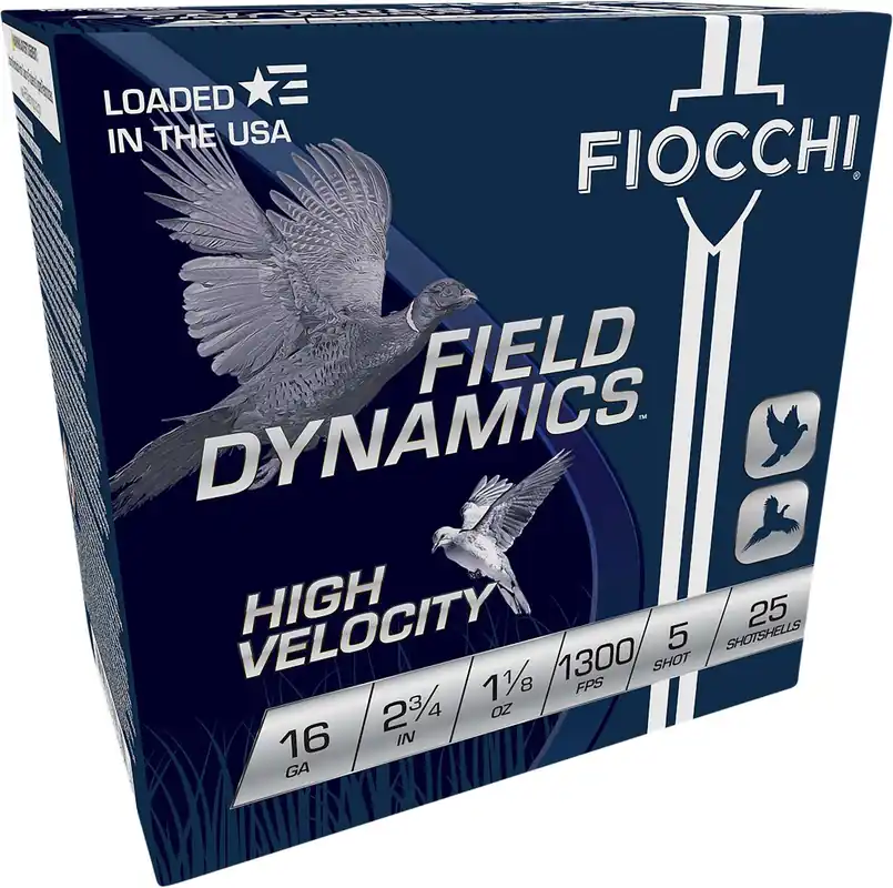 Fiocchi Field Dynamics High Velocity 16 Gauge Shotshells 2 3/4" Length 1 1/8 oz 5 Shot 25 Shells Per Box