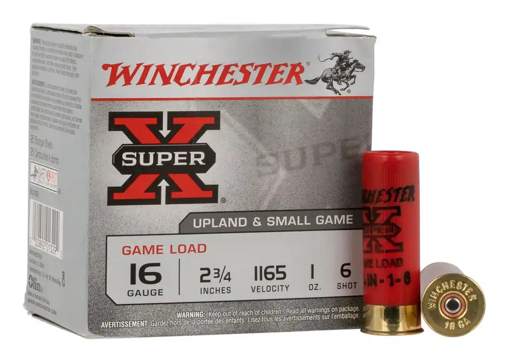 Winchester Super-X Game Load 16 GA 2-3/4" 1.0 oz 6 Lead Shot 25 Shells Per Box