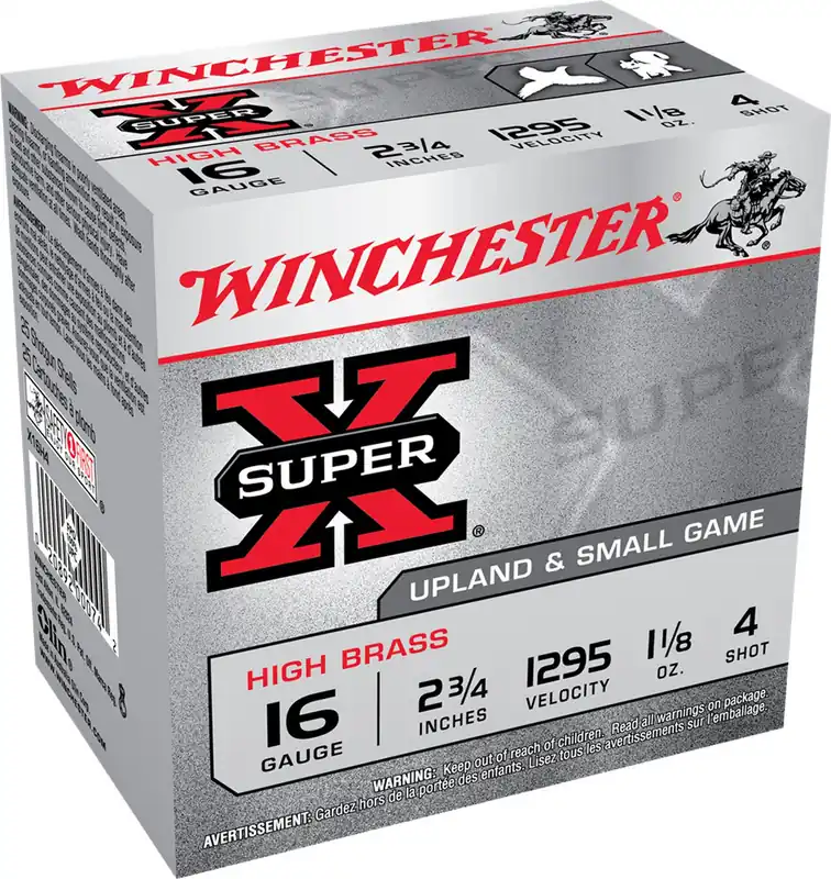 Winchester Super X Heavy Game Load High Brass Shotshells 16ga 1-1/8 oz 4 Lead Shot 25 Shells Per Box