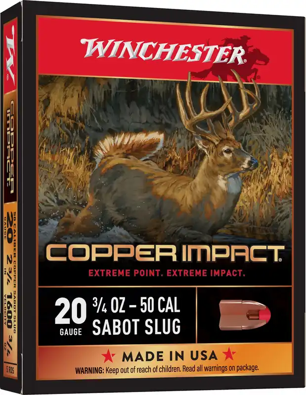 Winchester X20CLF Copper Impact Sabot Slug 20 Ga, 2-3/4", 3/4oz