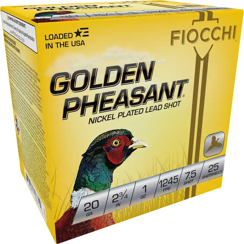 Fiocchi Golden Pheasant Extrema 20 Gauge Shotshells 2 3/4" 1 oz 7 1/2 Shot 25 Shells Per Box 20GP75