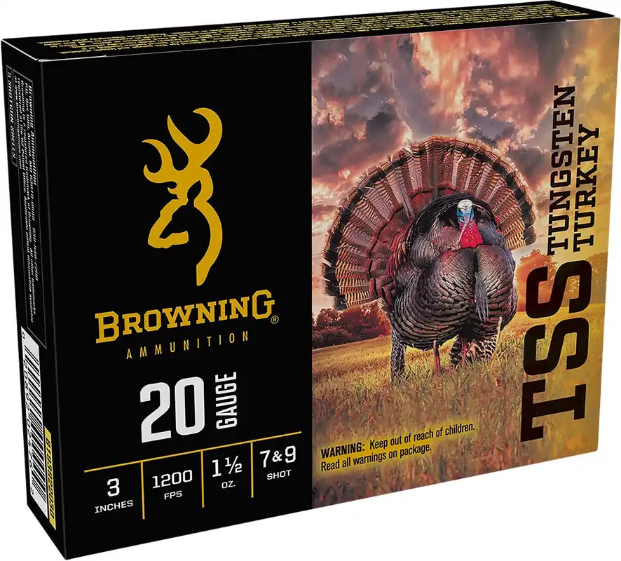 Browning TSS Tungsten Turkey 20 Ga 3" 1-1/2oz 7 & 9 Tungsten Shot 1200 fps 5 Shells Per Box