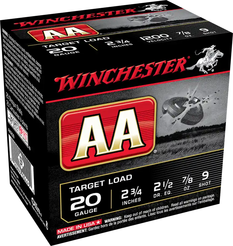 Winchester AA Shotshell 20 GA 2-3/4" 7/8 oz. 9 Shot 25/Box